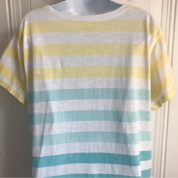 🔴 4/$15 a.n.a Yellow Teal White Stripe Short Sleeve Relaxed Fit T-Shirt size XL - Picture 10 of 14